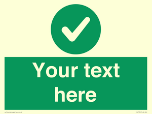 Custom green background, green circle with tick